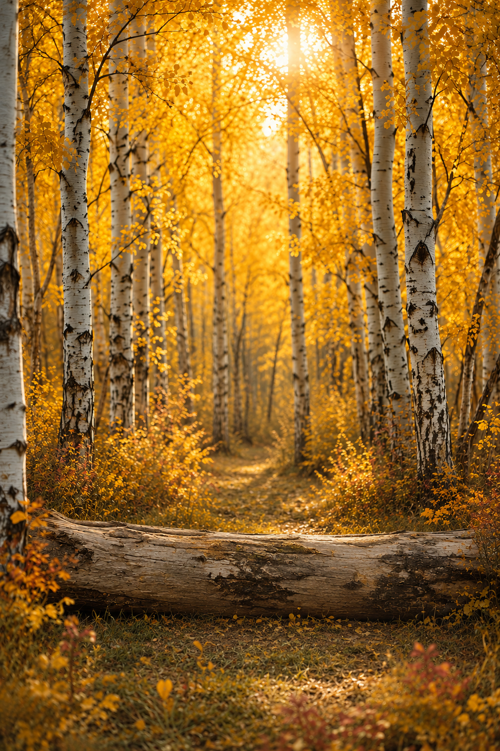 🍂 Golden Birch Forest Digital Background 🍂