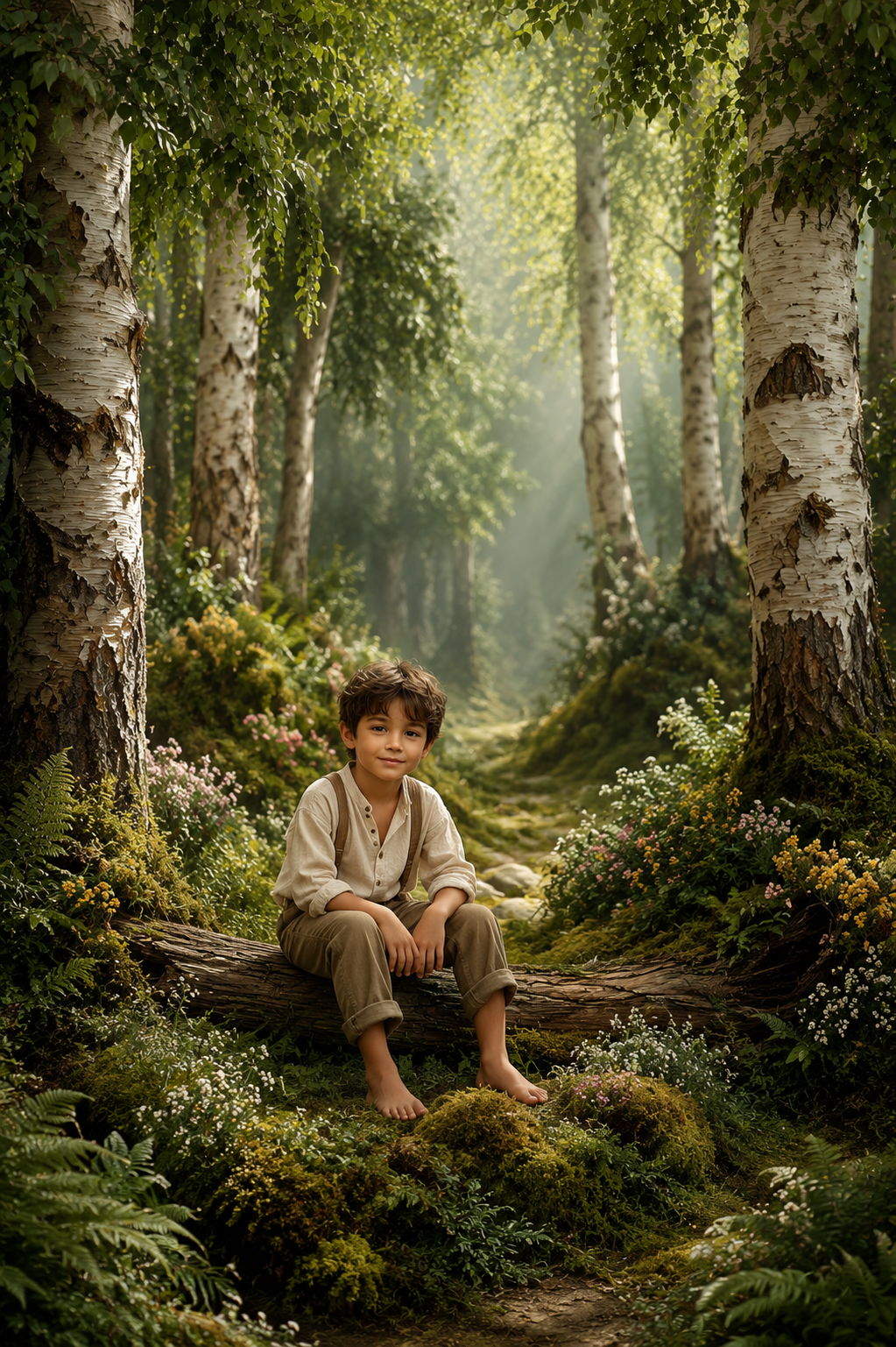 🌿 Enchanted Birch Forest Digital Background 🌿