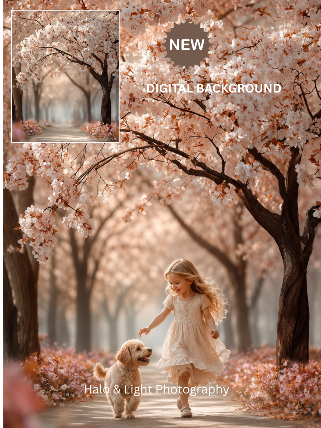 🌸✨ Dreamy Flower Tree Digital Background ✨🌸